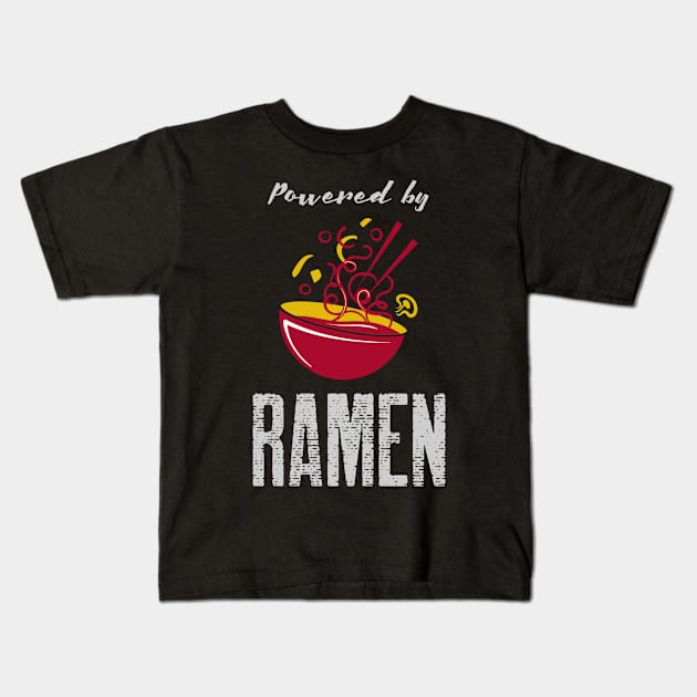 Powered by Ramen Kids T-Shirt by Harry C